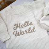 Hello Wolrd Knit Romper - Milk