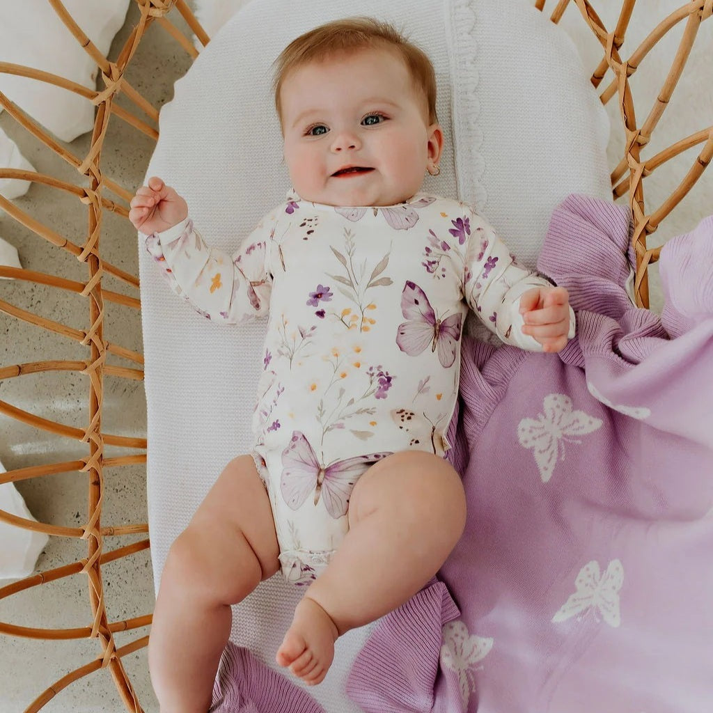 Lilac Butterflies LS Bodysuit