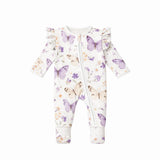 Lilac Butterflies Bamboo Zipsuit