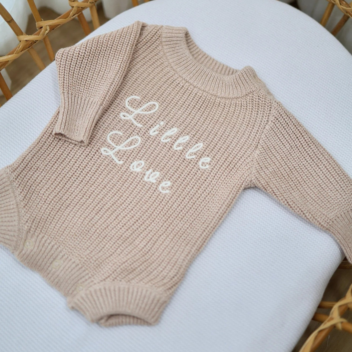 Little Love Knit Romper - Biscotti