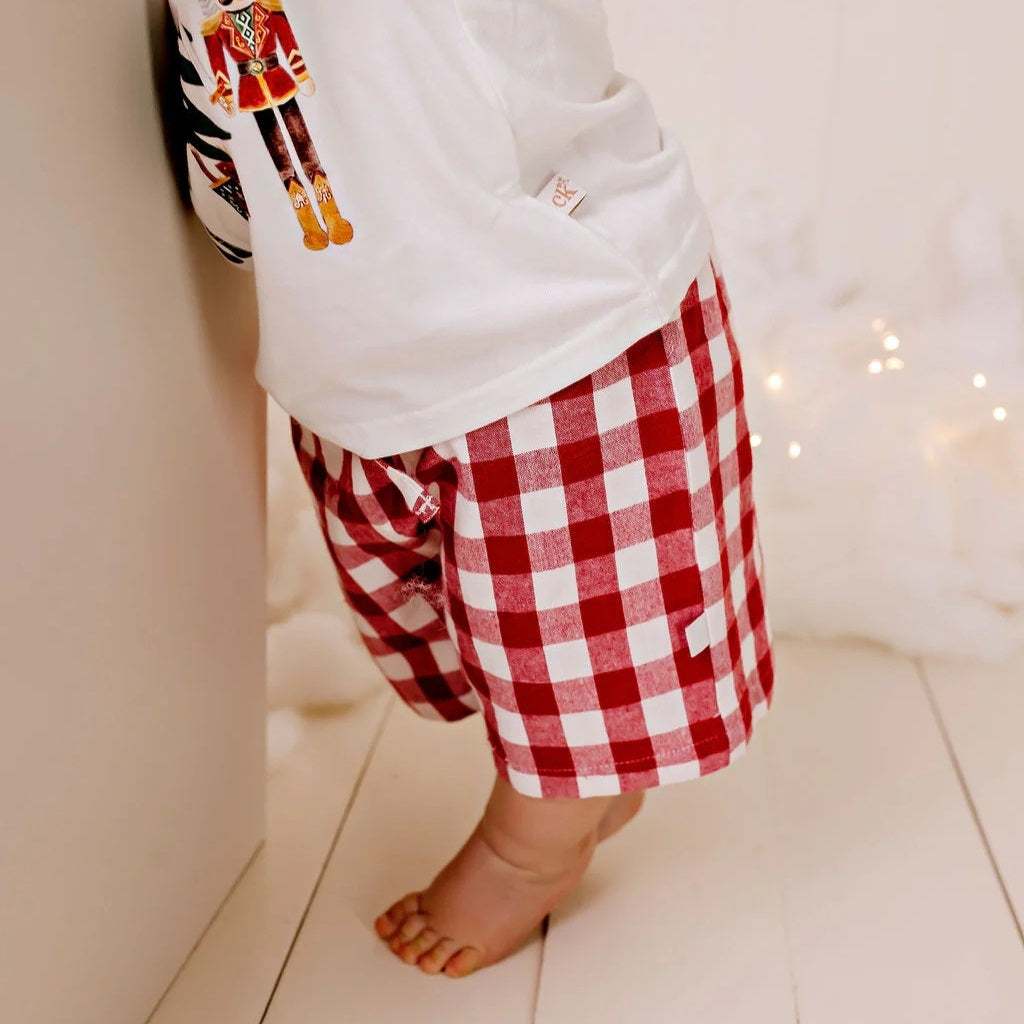 Red Gingham Pockets Shorts