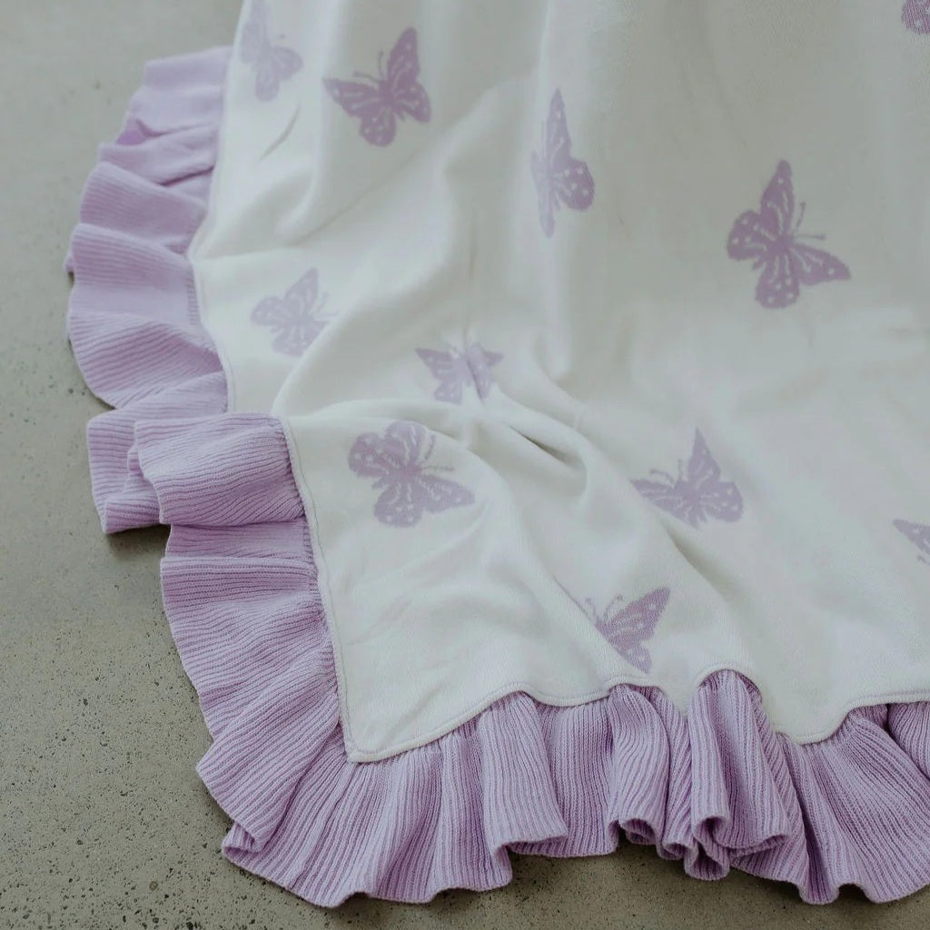 Reversible Knit Blanket (Lavender Butterfly)
