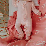 Reversible Knit Blanket - Pink Bows