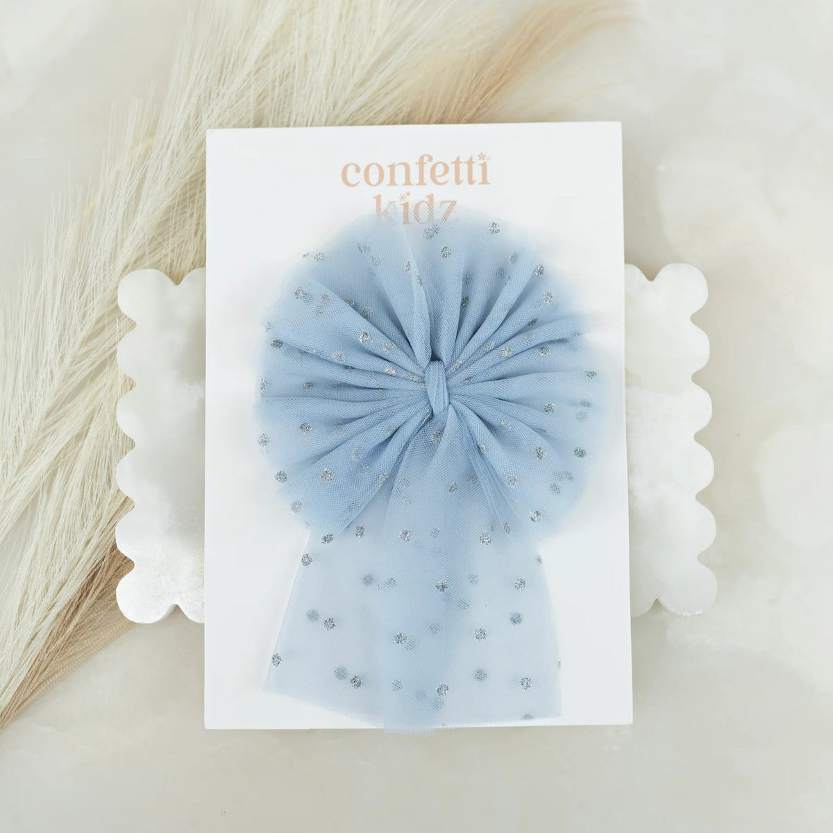 Large Tulle Sailor Bow - Dusty Blue