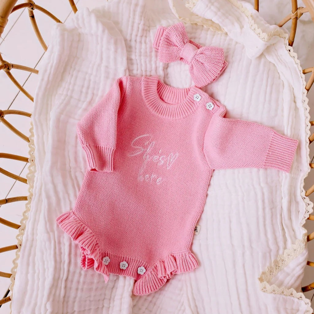She`s Here Knit Romper - Blush