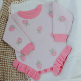Strawberry Kisses Knit Romper