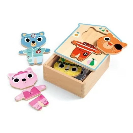 Animal Dressup Mix 18 Piece Wooden Puzzle Set