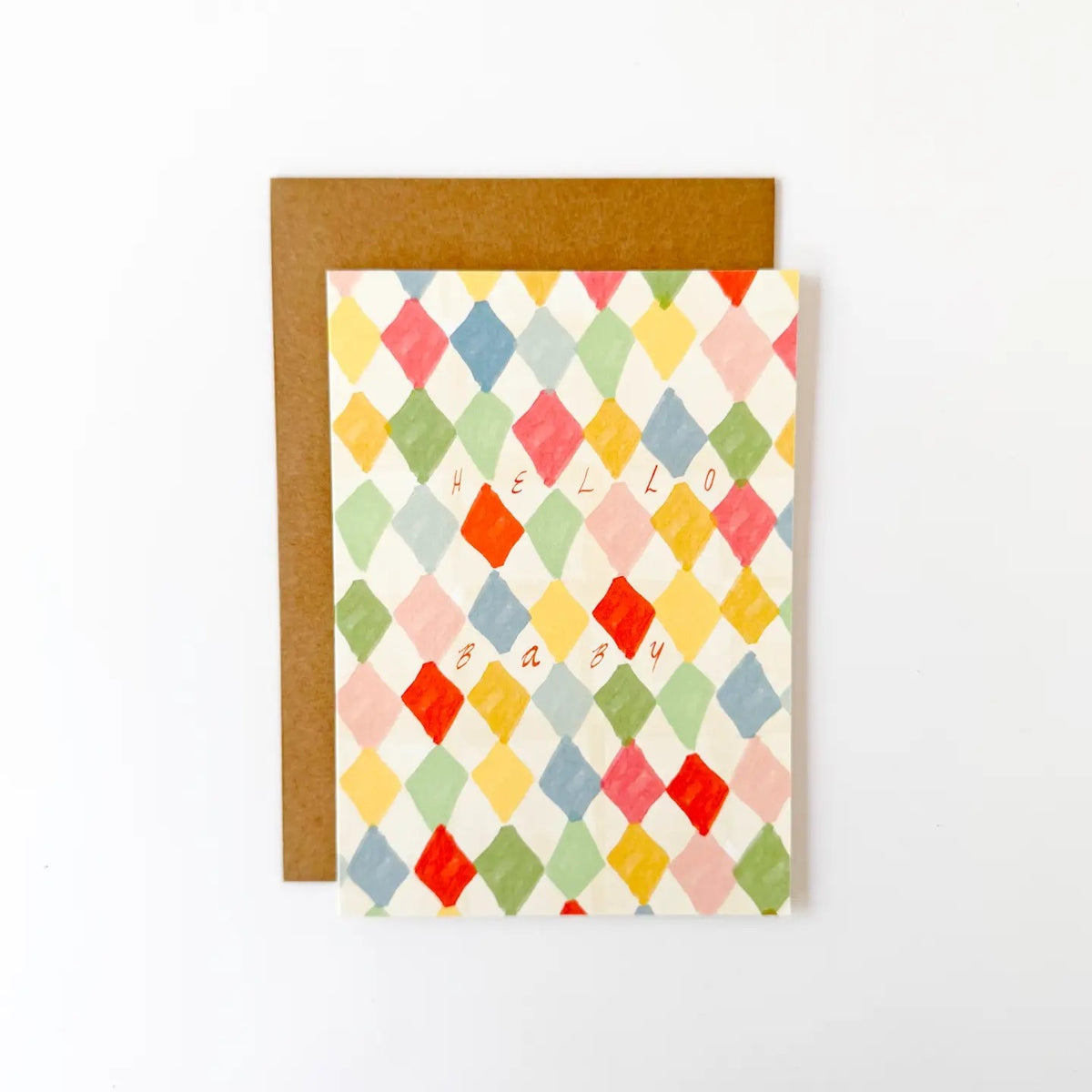 Hello Baby Greeting Card (Pastel Diamonds)