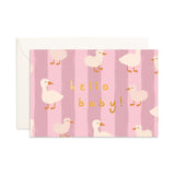 Hello Baby Ducks Pink Mini Greeting Card