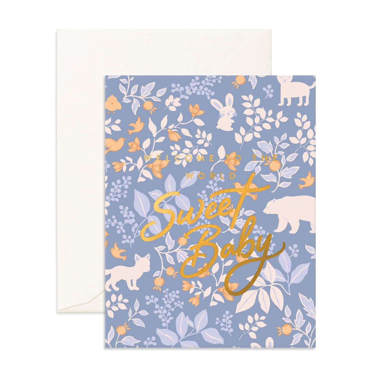 Welcome Sweet Baby Cornflower Greeting Card