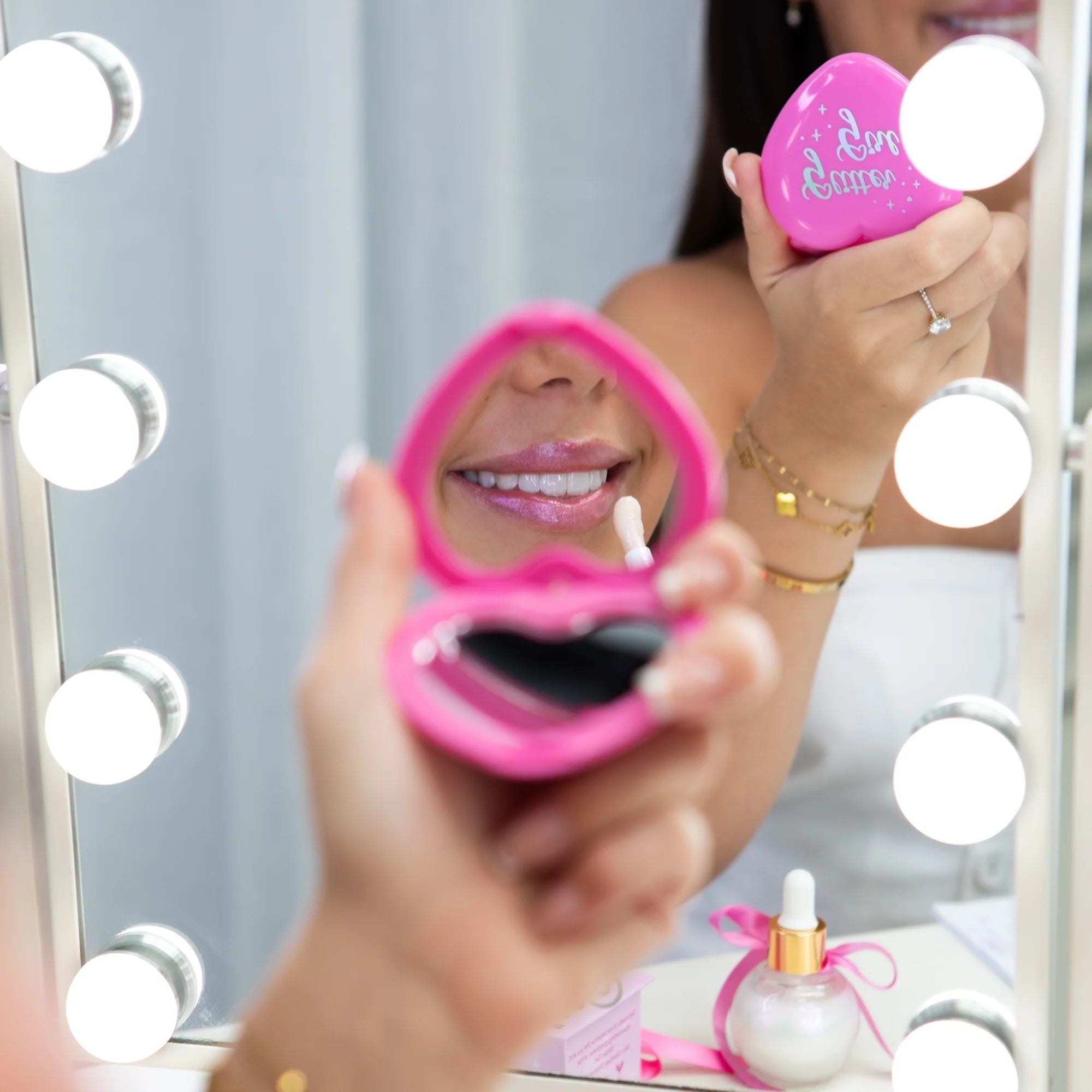 Pink Heart Pocket Mirror