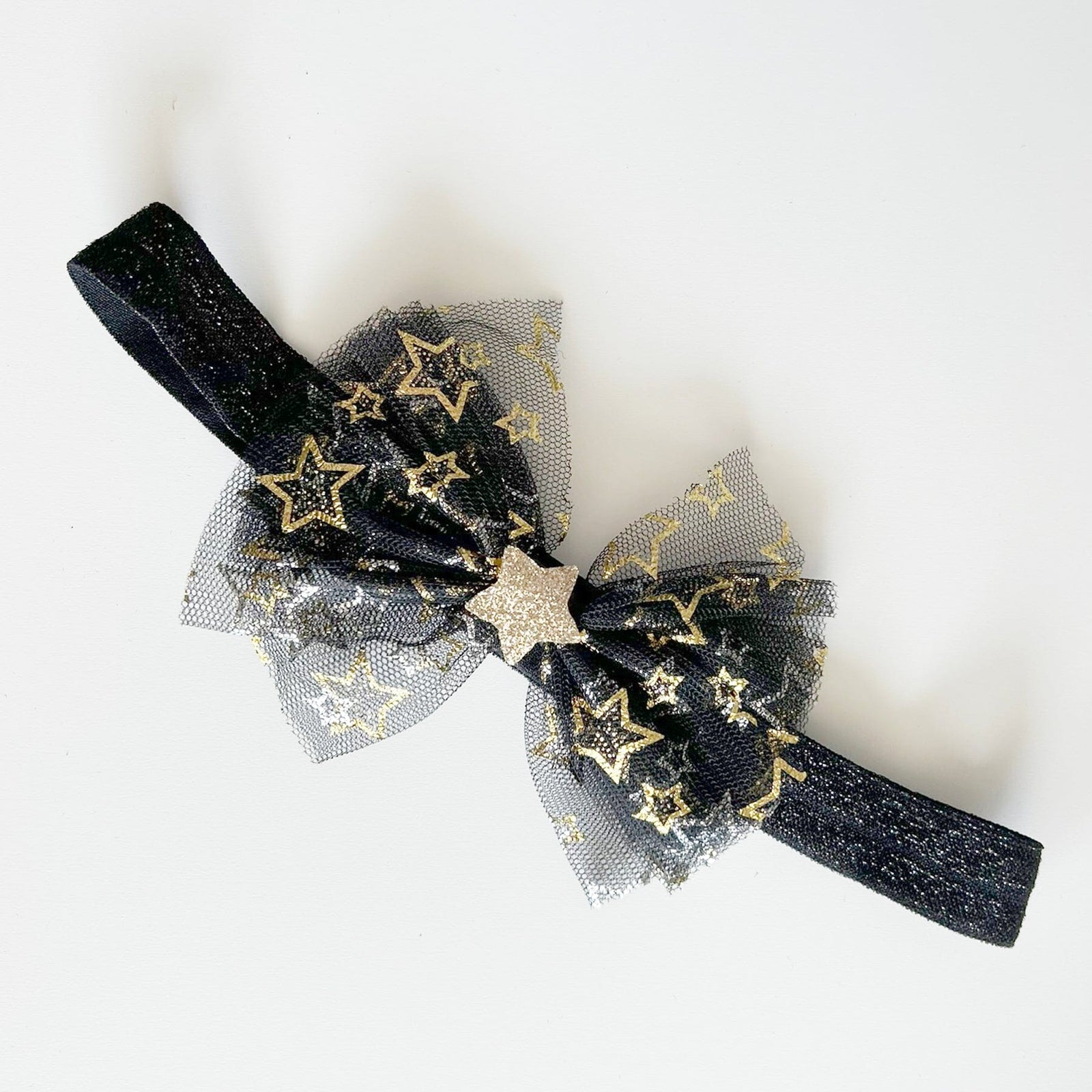 Black Star Glitter Stretch Headband
