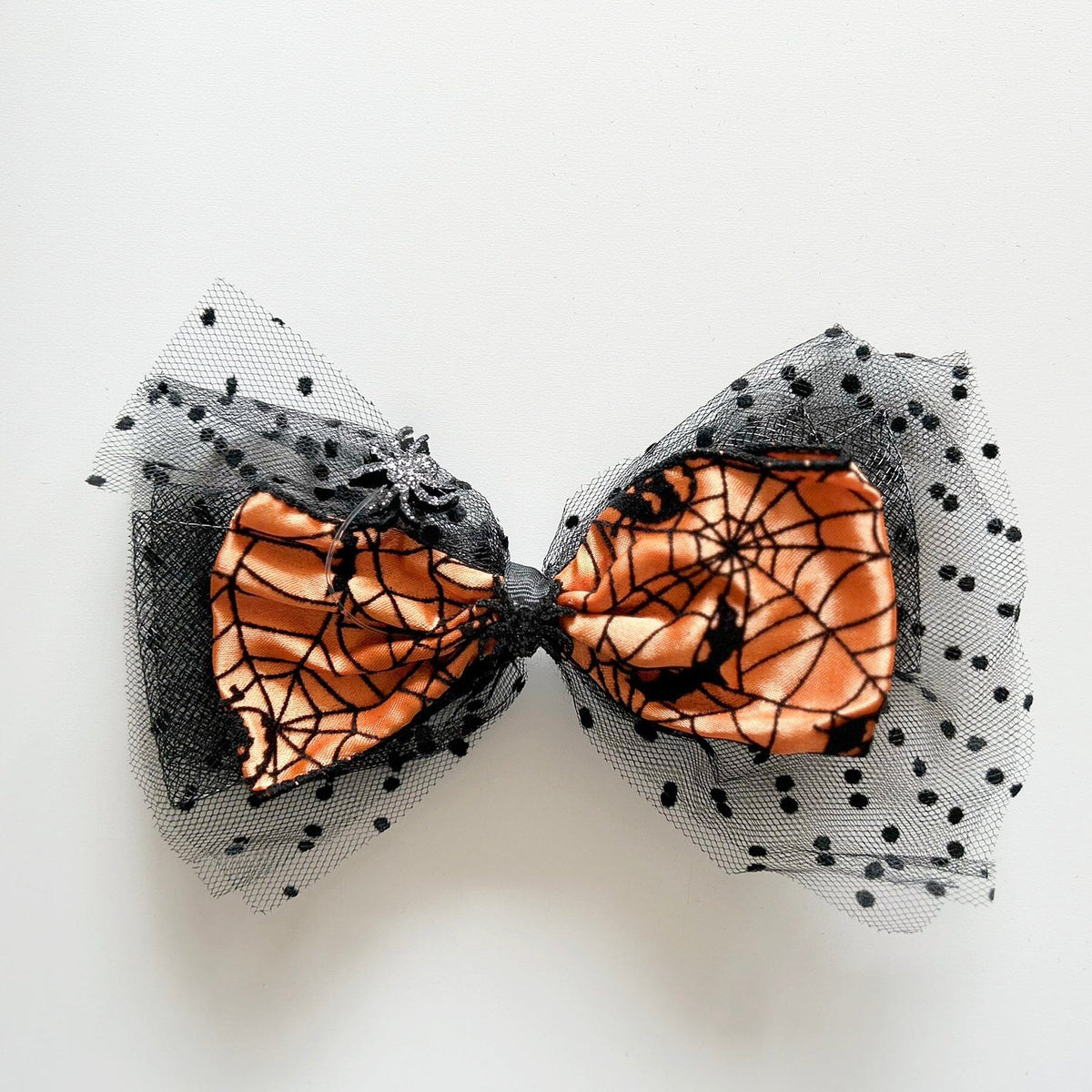 Orange Spider Web Hair Bow