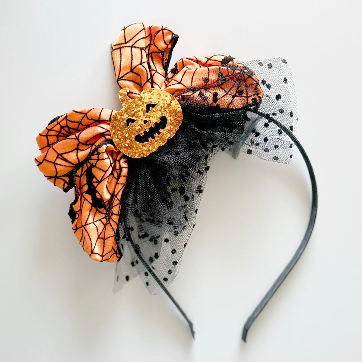 Pumpkin Bow & Tulle Headband