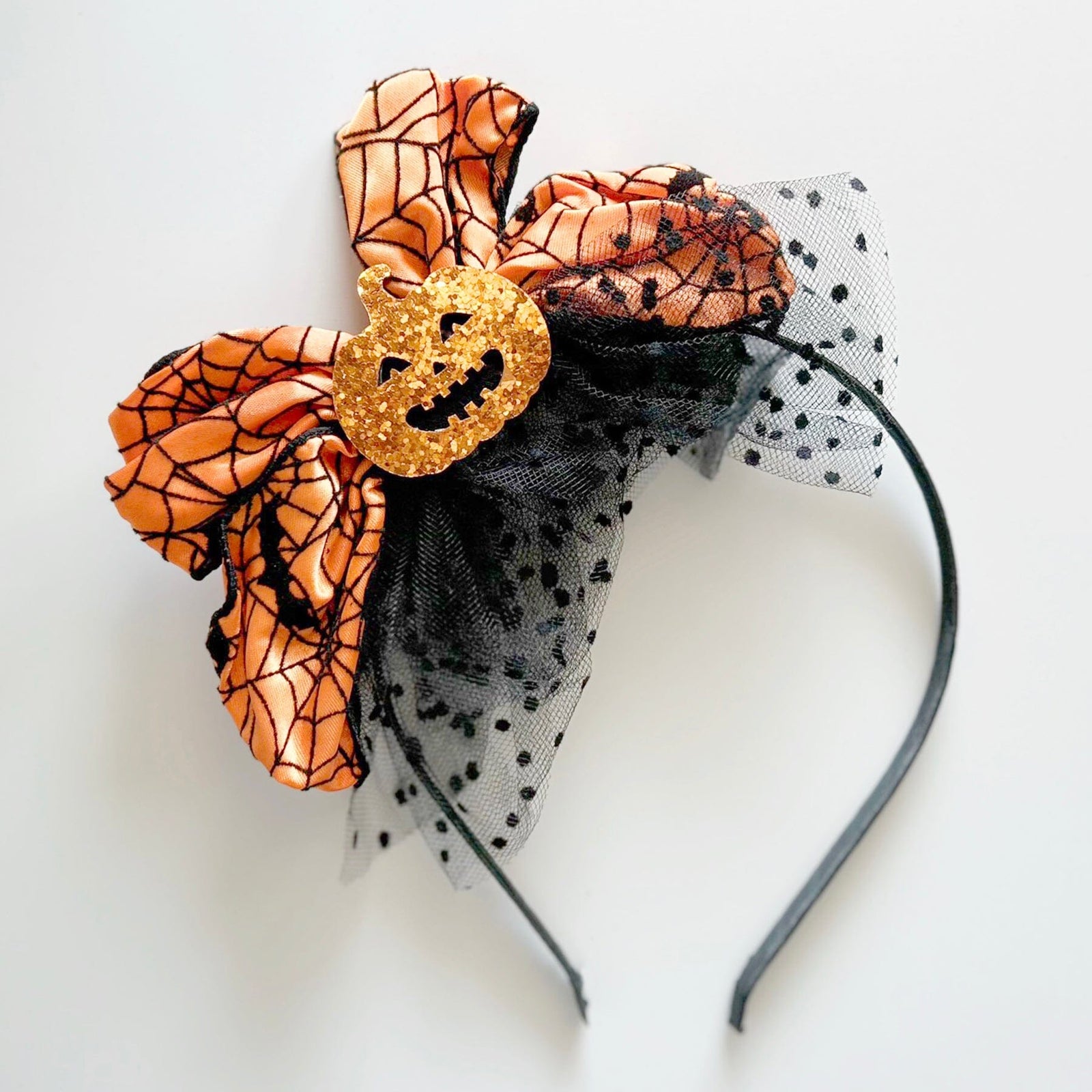 Pumpkin Bow & Tulle Headband