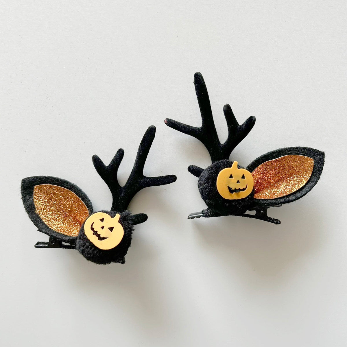Pumpkin Pom Pom Antler Ear Clips