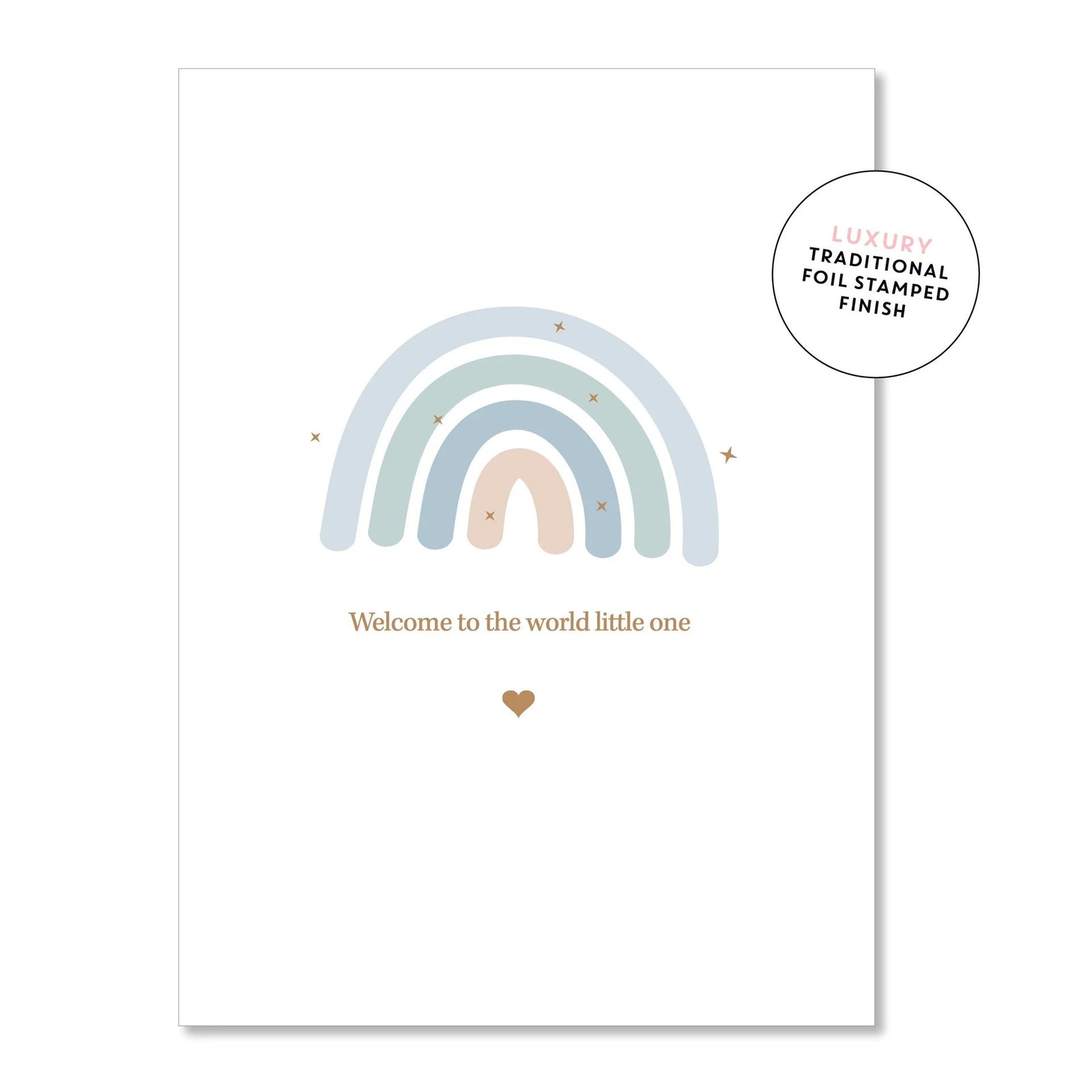 Welcome To The World Rainbow Blue Greeting Card