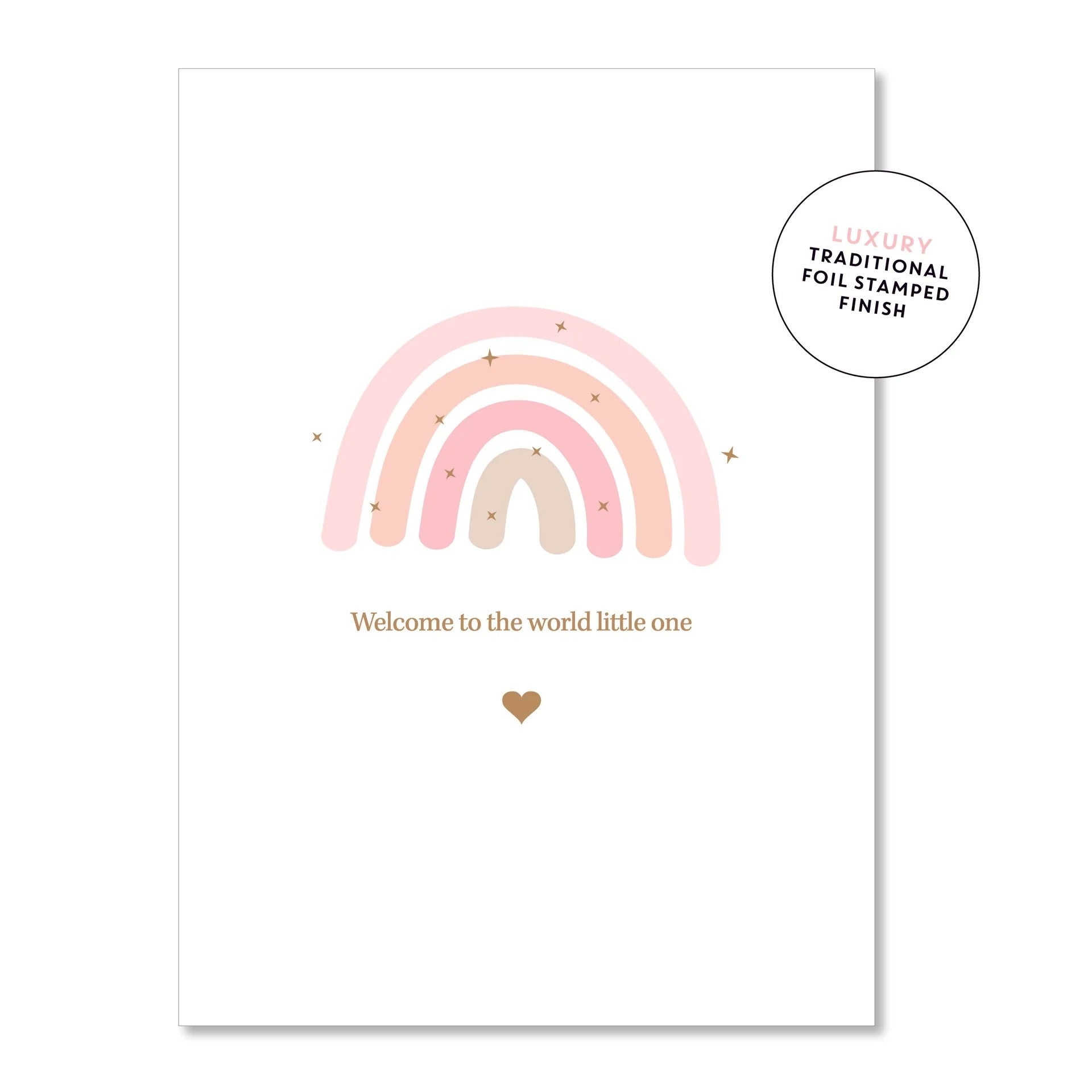Welcome To The World Rainbow Pink Greeting Card