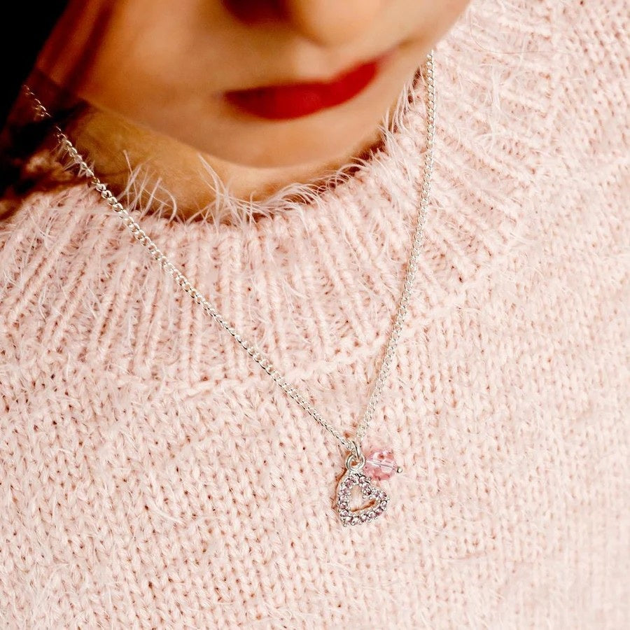 Pink Diamante Heart Necklace