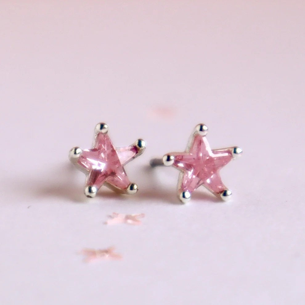 Pink Shining Star Earrings (Ballerina Box)
