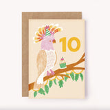 Age 10 Cockatoo Birthday Card
