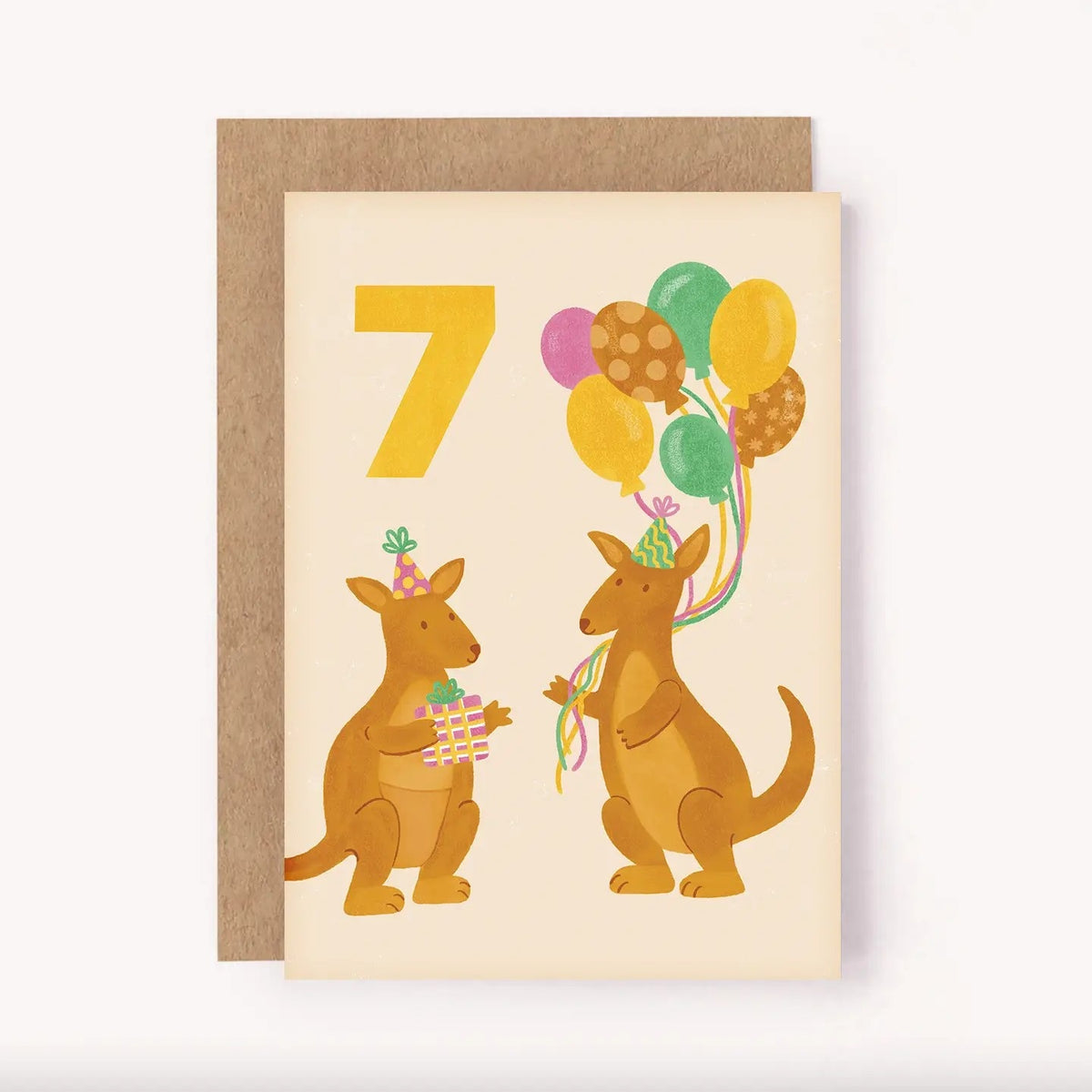 Age 7 Kangaroo Birthday Card