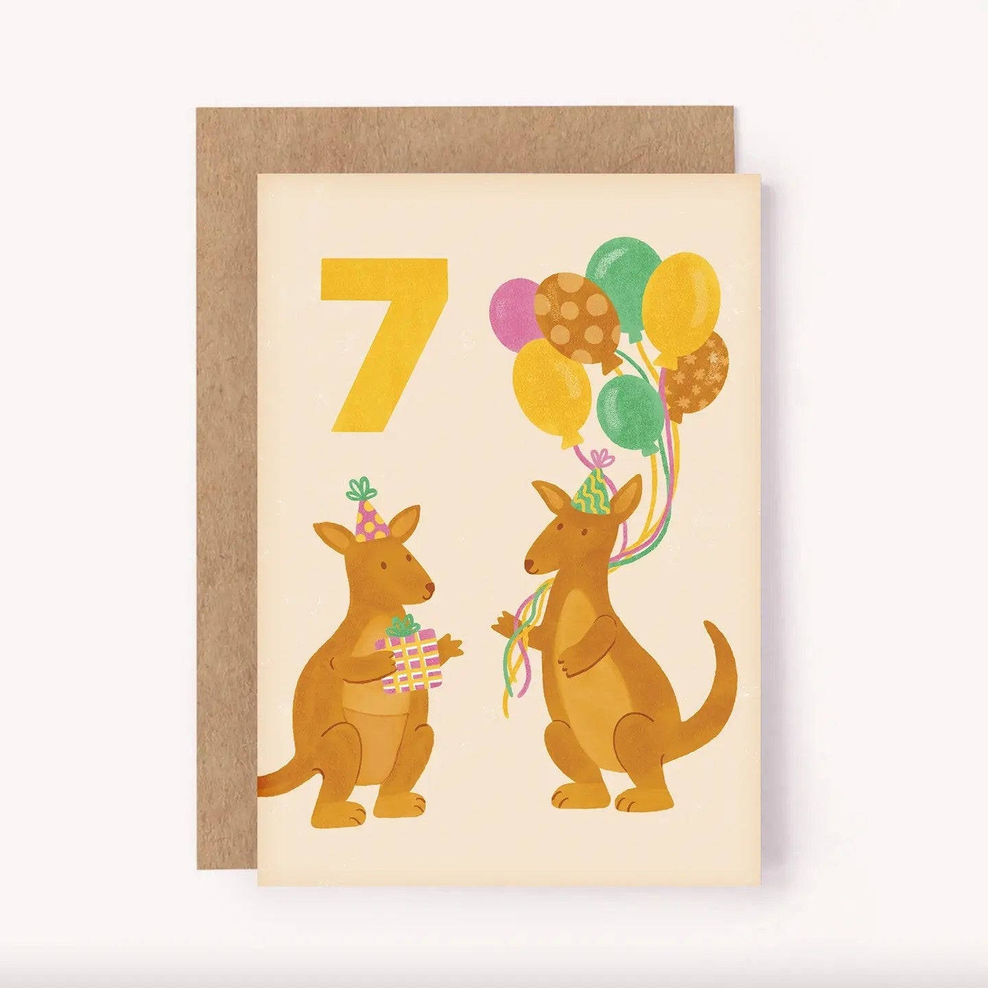 Age 7 Kangaroo Birthday Card