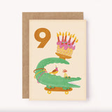 Age 9 Crocodile Birthday Card
