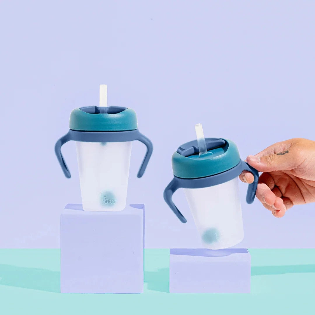 Weighted Straw Sippy Cup Two Pack (Teal/Navy)