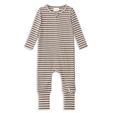 Latte Stripe Zip Romper