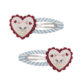 Scallop Heart Clips - Blue
