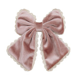 Scallop Velvet Bow - Pink
