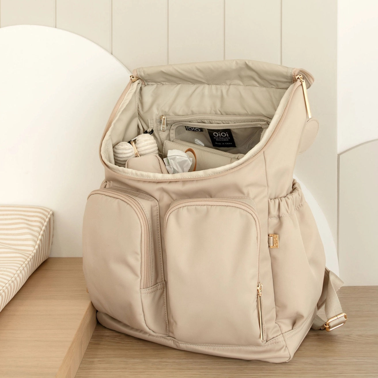 Signature Nappy Backpack (Beige Nylon)