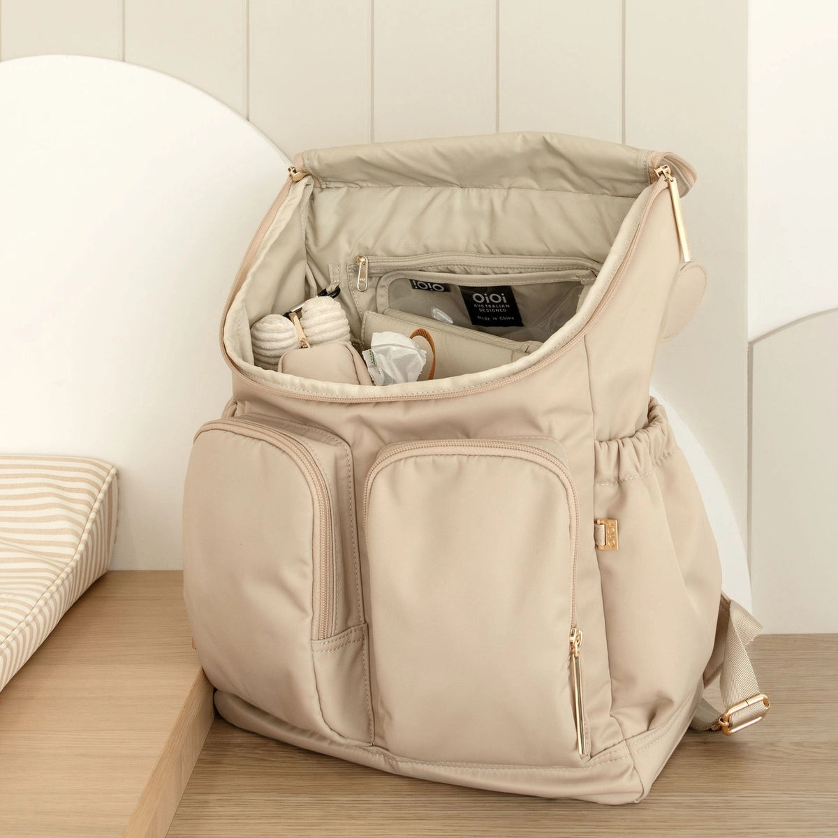 Signature Nappy Backpack (Beige Nylon)