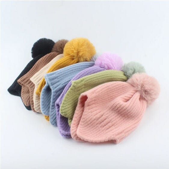 Ear Flap Pom Pom Beanie (Blue)