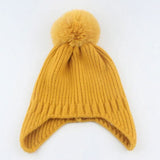Ear Flap Pom Pom Beanie (Mustard)