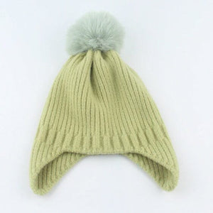 Ear Flap Pom Pom Beanie (Pistachio)