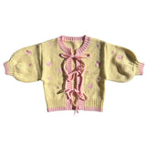 Heart Tie Up Cardigan Pink Lemonade