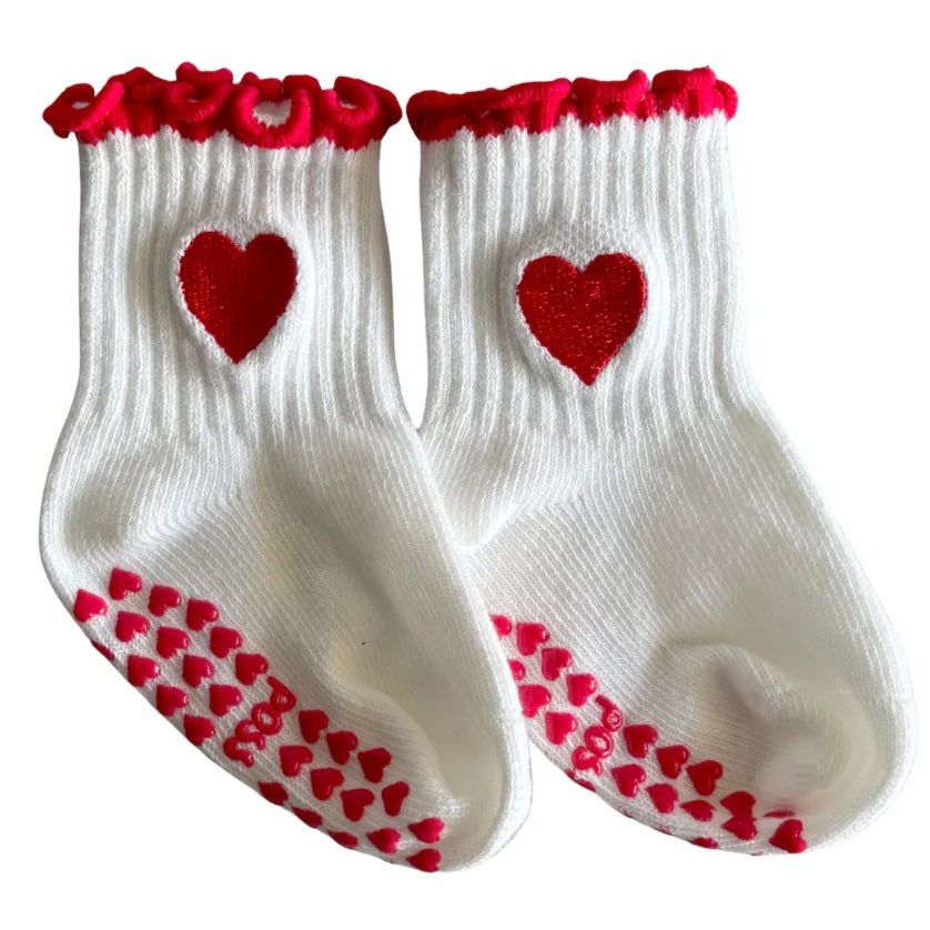 Heart Socks Fiery Red