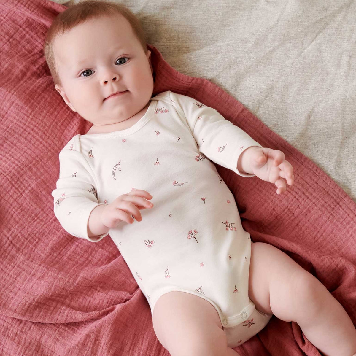 Pink Blossom Easy Neck Long Sleeve Bodysuit 2 Pack