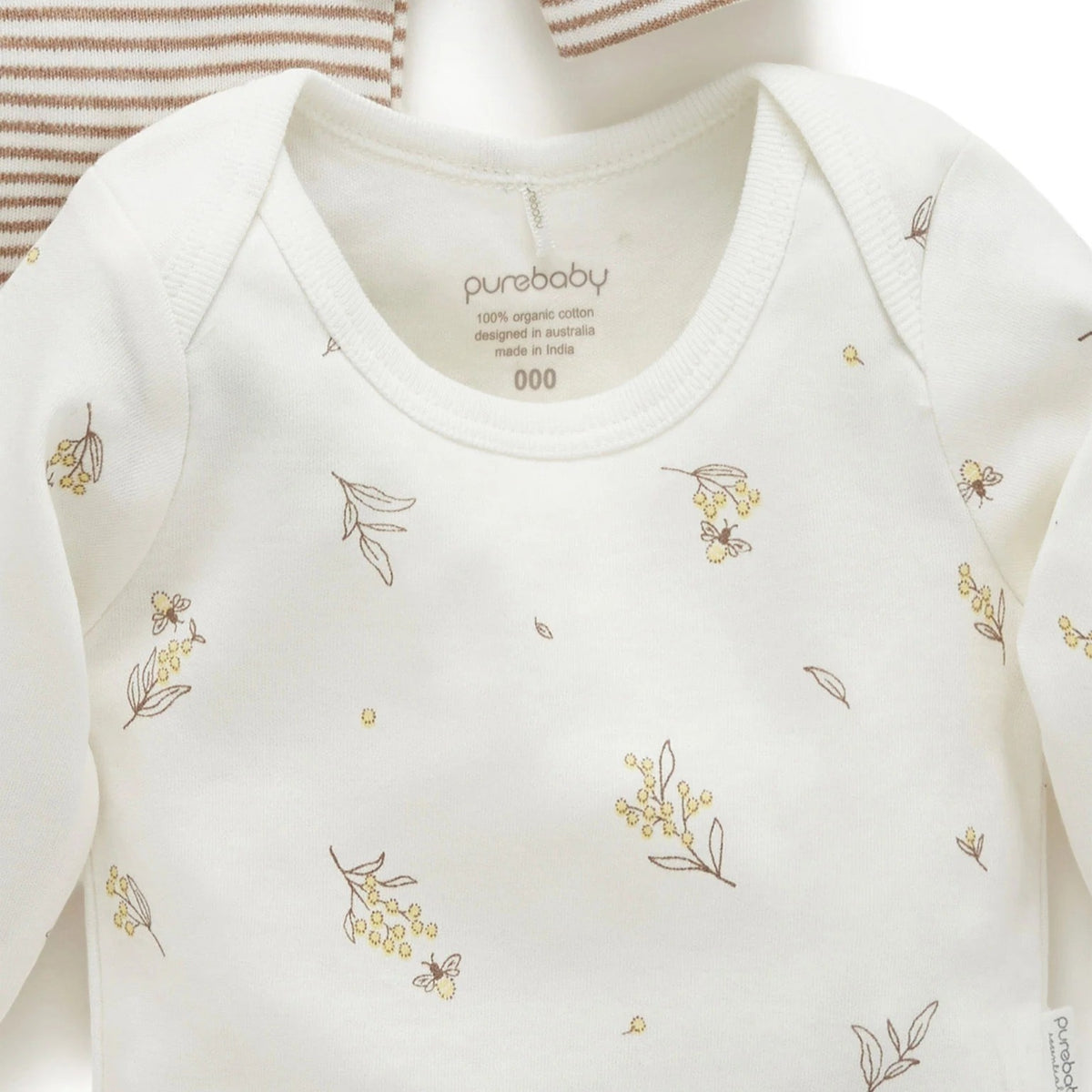 Vanilla Wattle Bee Easy Neck Long Sleeve Bodysuit 2 Pack