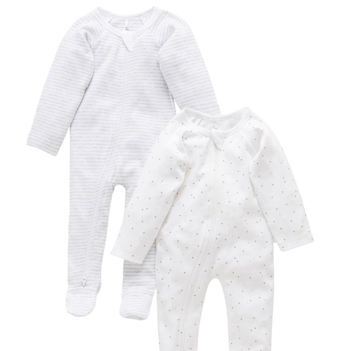 Grey Melange Zip Growsuit 2 Pack