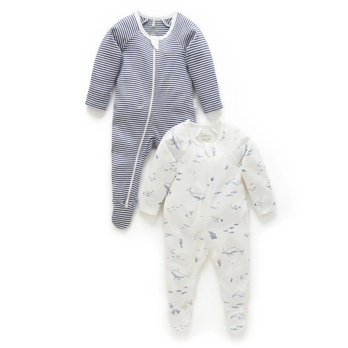 Vanilla Nautical Zip Growsuit 2 Pack