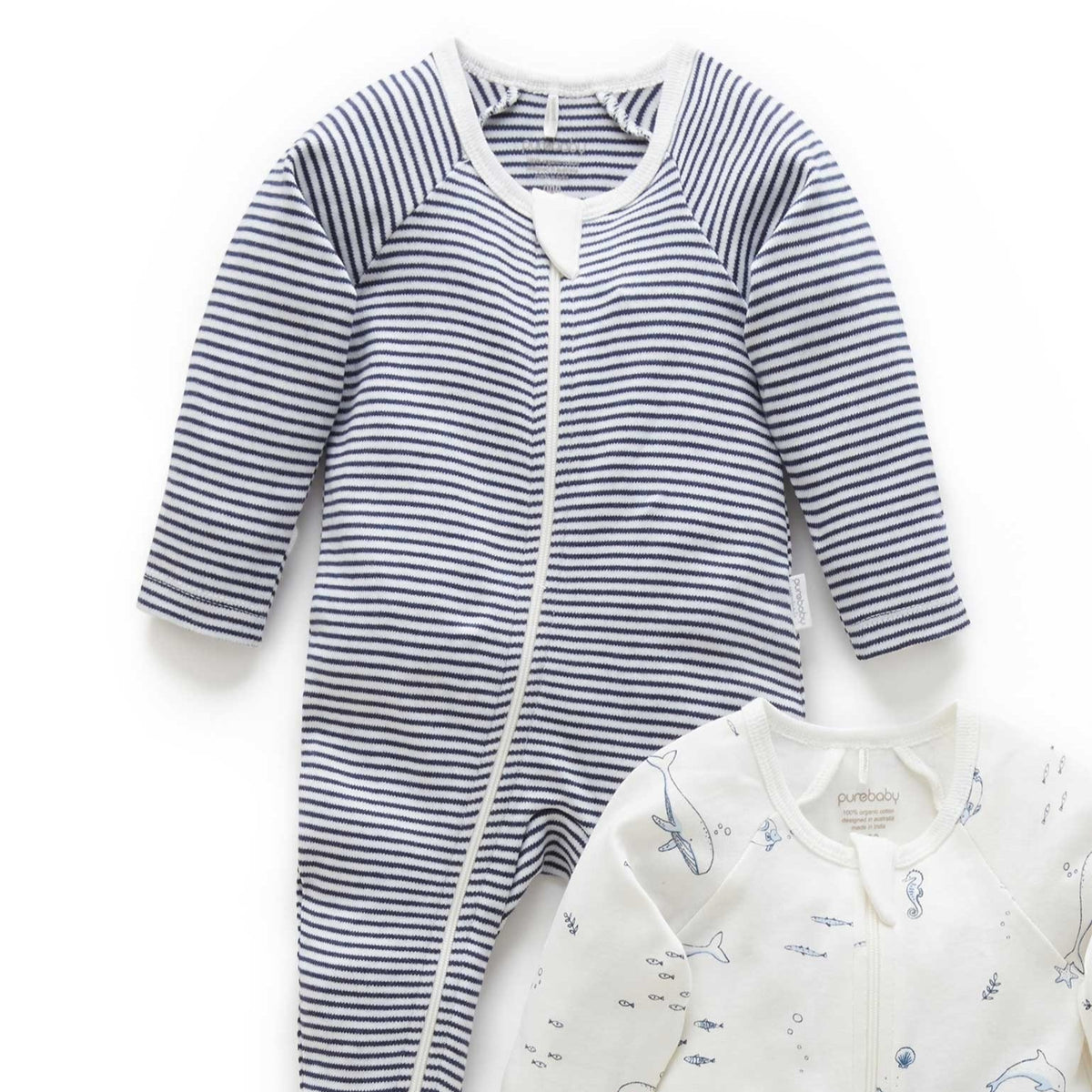 Vanilla Nautical Zip Growsuit 2 Pack