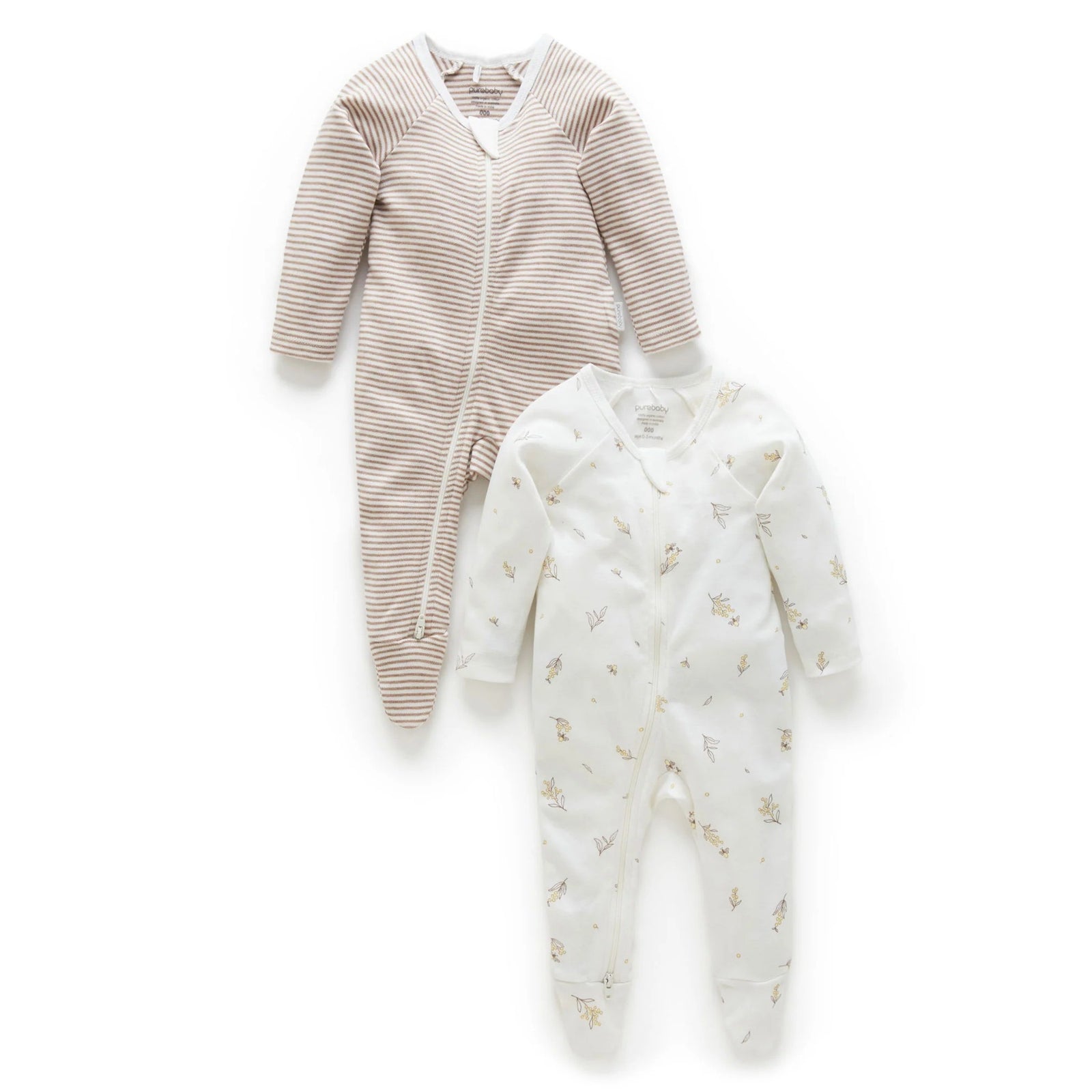 Vanilla Wattle Bee Zip Growsuit 2 Pack