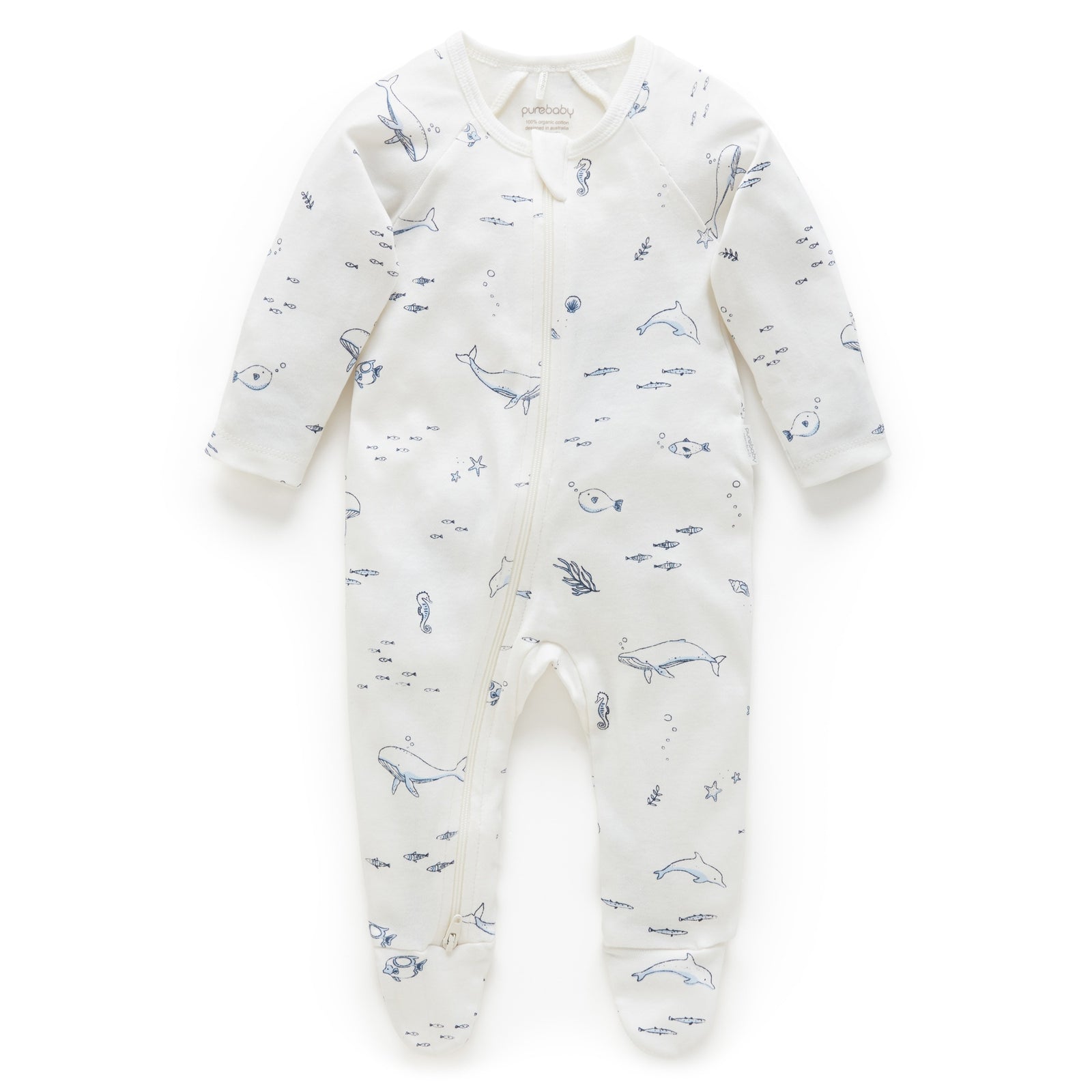 Vanilla Nautical Zip Growsuit