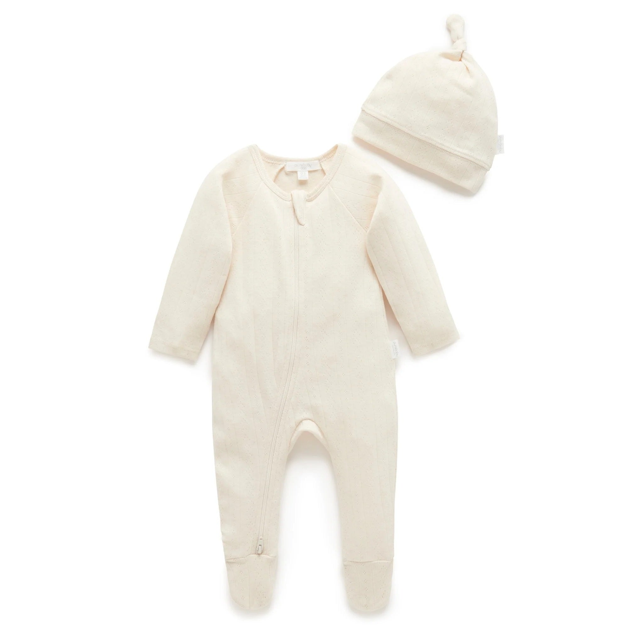 Wheat Pointelle Growsuit & Hat Pack