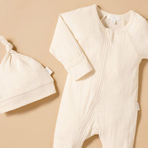 Wheat Pointelle Growsuit & Hat Pack