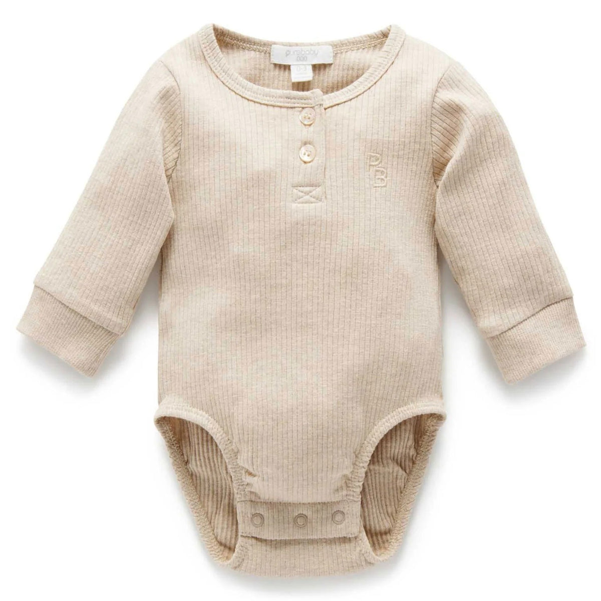 Biscuit Rib Long Sleeve Henley Bodysuit