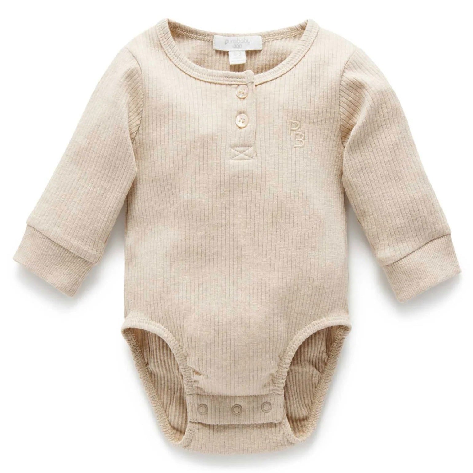 Biscuit Rib Long Sleeve Henley Bodysuit